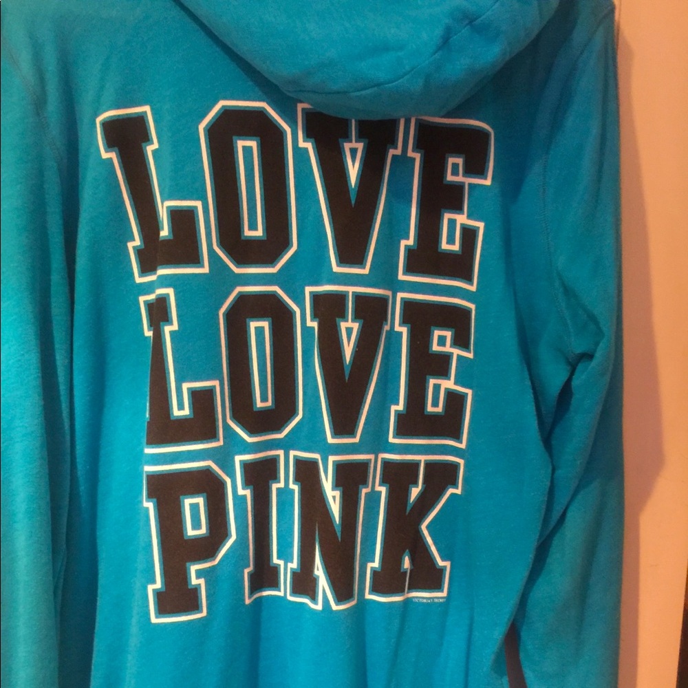 PINK: Turquoise, size LARGE, full zip up hoodie
